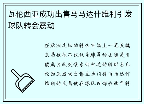 瓦伦西亚成功出售马马达什维利引发球队转会震动